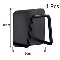 Punch-Free Wall Hanging Sponge Organiser, Bathroom Basin Storage Rack, Black 50mm 4 Pack, Handy Multipack For Neat Renovated Bathrooms