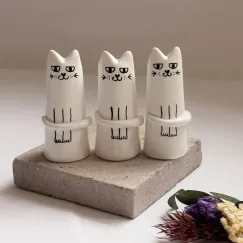Tiny Vase, Mini Handmade Whiskers Vase, Unique Handpainted Vase Decor, Tiny Modern Vase for Modern Home Decor