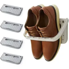 Shoe rack - 4 pieces - Grey - Foldable - Wall-mounted shoe rack - Foldable shoe rack - Punch-Free - Simple shoe rack - Plastic
