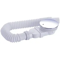 Shower tray siphon - Shower tray drains - Flat shower tray - Extra flat shower tray siphon - Drain set - Shower tray siphon - Shower tray siphon flat - For flat shower trays - Silver and white - Plastic