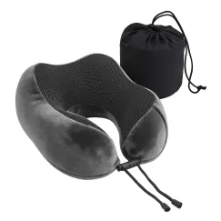 Wanderlite Travel Pillow for Airplanes Memory Foam Neck Pillows for Traveling, Soft & Washable Cover with Storage Bag, Portable Plane Accessories for Airplanes Offices Cars, Grey