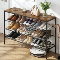 Artiss Shoe Rack 4 tier Storage Organiser Walnut