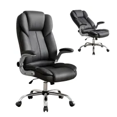 Artiss Executive Office Chair Leather Tilt Black
