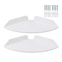 2pcs Wall Mount Floating Corner Shelves Quarter Round Hanging Corner Shelves for Bedrooms Living Rooms Shower Room White