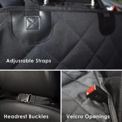 Waterproof Rear Seat Pet Cover for Car - Non-Slip Oxford Fabric Dog Seat Protector for Back Seat - Durable Quilted Cushion Pad for Pets - Black 152x143cm