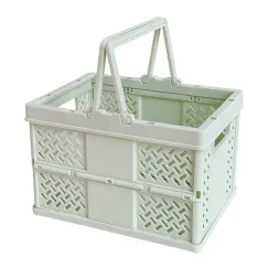 Large Picnic Basket, Collapsible Picnic Basket, Basket With Handle, Beach Picnic Basket, For Home, Kitchen, Camping, Picnic, Beach, Shopping Green