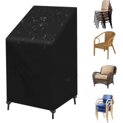 Garden Chair Cover - 75*75*120cm - Garden Furniture Covers - Waterproof Chair Cover - 210D Oxford - furniture covers - stackable garden chair cover - protective cover for garden chairs - dust cover - dustproof - rainproof - sunproof - snowproof - black