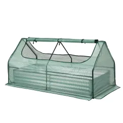 Green Fingers Raised Garden Bed with Greenhouse 3 in 1 Galvanised Planter Box Kit