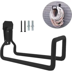 Garden Hose Holder - Metal Garden Hose Holder - Garden Hose Storage - Holder for Garden Hoses - Heavy Duty Wall Mount Watering Pipe Tube Storage Hanger - Wall-Mounted Water Hose Holder for Outdoor Garden - Black - 1 Piece