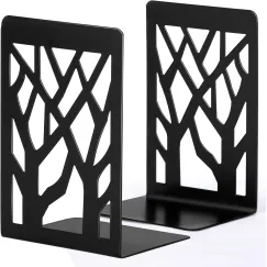 Book Ends, Bookends, Book Ends for Shelves, Bookends for Shelves, Bookend, Book Ends for Heavy Books, Book Shelf Holder Home Decorative, Metal Bookends, Bookend Supports, Book Stoppers (1 Pair, Black)