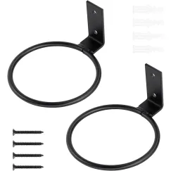 2 Pack Flower Pot Holder Plant Holder Ring Wall Flower Pot Holder Ring for Wall Mount, Metal Planter Hooks for Plant Pots Indoor Outdoor, Black (4.3 Inch)