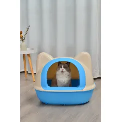 YES4PETS Large Hooded Cat Toilet Litter Box Tray House With Scoop Blue