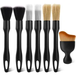 7PCS Car Deng Brush Kit - Ultra Soft Boars Hair Car Interior Deng Brushes, Includes 4 Different Brushes, Multi-use for Cleaning Interior or Exterior - Perfect Car Accessory Gift
