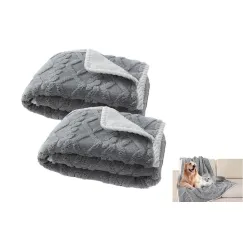 2pcs Pet Blanket for Couch Protection Water Resistance Cats Dogs Blanket for Furniture Protector-Grey S