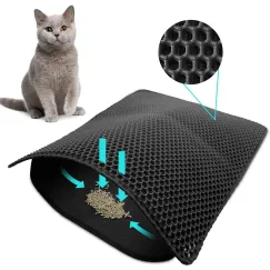 Cat Litter Mat Trapper – 60x45cm Double-Layer Honeycomb Design, Waterproof & Urine-Proof, Traps Litter to Keep Floors Clean
