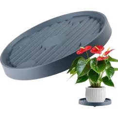 Round Flowerpot Mover - 19.3 Cm - Rolling Plant Pallet - Round Dark Grey Saucer With 4 Wheels - Plant Stand Planter Caddies - For Moving Potted Planters - For Garden, Patio, Courtyard, Terrace - Load Capacity 40 Kg - 1 Piece
