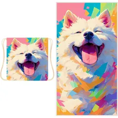 Beach Towel - 2-in-1 Foldable Beach Towel Backpack - Printed Bath Towel - Convertible Beach Mat & Carry Bag - Perfect Companion for Camping, Yoga & Travel（Pup）