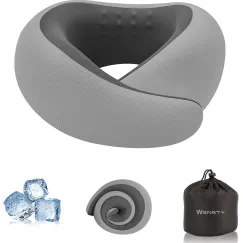 Travel Pillows for Airplanes,Memory Foam Neck Pillow for Traveling,Smooth & Cooling Fabric Plane Pillow for Long Flight,Ideal for Travels,Airplanes,Offices,Cars (Gray, Standard-Broad Fit)