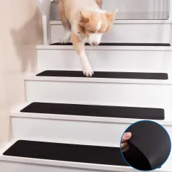 Non Slip Rubber Stair Treads, Indoor Stair Treads Stair Runners for Wooden Steps, Basement Stair Mats for Pet, Elderly, Set of 15