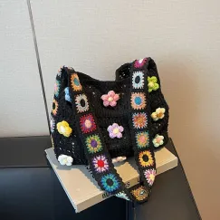 Hollow Out Knit Tote Bag for Women, 2026 New Yarn Woven Beach Bag, Large Capacity Casual Shoulder Bag, Perfect Spring Summer Mother’s Day Gift