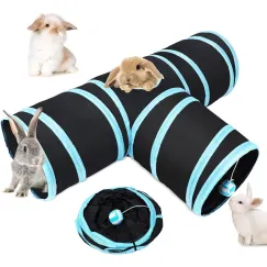 Cat Tunnel - 3 Passages - Play Tunnel for Animals - Cat Tunnel with Play Ball - Cat Tunnel - Cat House - Cat Play Tunnel - Rabbit Tunnel - Crawl Tunnel - Cat Toys - Blue