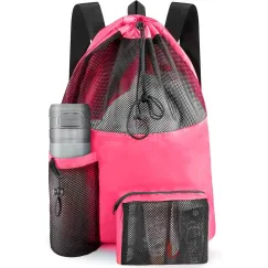 Mesh Swim Bag Beach Drawstring Backpack, Waterproo Gym Bags or Women and Men, Large Pool Bag Swimming Gear or Swimmers