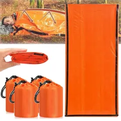4 Pieces Emergency Sleeping Bag, Waterproof Emergency Sleeping Bags for Survival, Sleeping Bag, Pocket Size Survival Blanket, 84X91.4 cm