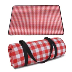 Picnic Blanket Outdoor Picnic Mat Water-Resistant Portable Beach Mat Folding Camping Mat Moisture-Proof Blanket(Red)