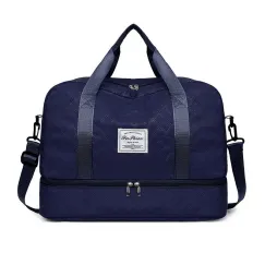 Luxury Duffle Bag Oversized Duffle Travel Bag Gym Bag Multiple Compartments Wet - Navy - Size 01