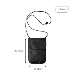 Black 2 Pack RFID Blocking Travel Neck Pouch Passport Holder & Document Organiser Water Resistant Hidden Security Wallet for International Travel