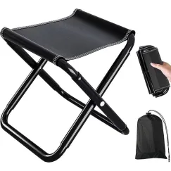 Camping Chair - Beach Chair - Fishing Chair - Folding Chair - Travel Stool - Mini Pocket Stool - Camping Chair - Garden Chair - Foldable Picnic Chair - Portable - Fits in Pocket - Up to 100kg - Foldable - Lightweight - Includes Carrying Bag - Black