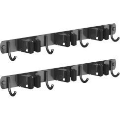 2 Pack Mop and Broom Holder Wall Mount, Non-slip Broom Hanger Wall Mount, Heavy Duty Mop Broom Organizer for Kitchen Garden Garage Laundry Room Wall Decor Organization and Storage Black 3R4H