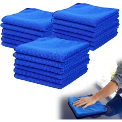 Microfiber Towels for Cars, Microfiber Cleaning Cloth, All-Purpose Microfiber Towels, Cleaning Rags for Cars, Hoe, Free from Streaks/Lint/Scratch, Blue, 12" x 12" (15-Pack)