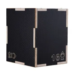 3 in 1 Plyometric Jump Box, 16/14/12 Inch Wooden Plyo Box, Platform & Jumping Agility Box, Anti-Slip Fitness Exercise Step Up Box for Home Gym Training, Conditioning Strength Training, Black