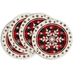 Placemats - Set of 4 - Round snowflake placemats - Round Christmas placemats - Restaurant decoration placemats