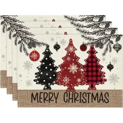 Placemats - Set of 4 - Christmas placemats - Table mats - Coasters - Christmas decorative placemats - 46x31cm - Suitable for party decorations, kitchens and dining rooms