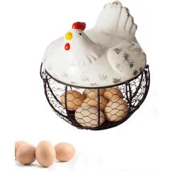 Egg basket, egg holder, egg storage, metal fruit bowl, chicken pattern, ceramic egg storage basket, iron basket for 15 eggs, egg holder, storage case, container