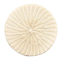 Round Woven Placemats, Non Slip Heat Resistant Plastic Table Mats, Table Placemat For Household Use, Round Rattan Placemats, White, 35.6 cm