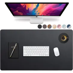Leather Desk Pad 36" x 20",  Office Desk Mat Waterproof Black - Premium Quality - Smooth Mouse Writing Surface - Maximum Protection Dual-Sided Pu Leather Blotter for Desk Office/Home