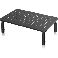 Adjustable Metal Monitor Riser, 3 Height Settings Desktop Screen Stand for Monitors, Laptops, Printers and Office Use, Black
