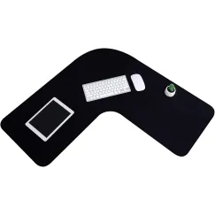 L Shaped Desk Mat Corner Mouse Pad Waterproof Large Rubber for Office Home Curved Keyboard Gaming Setup Computer Protection Supplies, 36.2 Inches(Black) Black