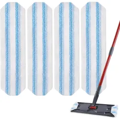 H2prO Mop Pads Replacements Compatible with Flat Mop System, Replace Mop Heads for Mop, Machine Washable Reusable Microfiber Pad Refills for Floor Cleaning (4 Pack)