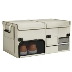 White Car Boot Organiser - Foldable Waterproof Large Capacity Trunk Storage Box, Space Saving Vehicle Cargo Storage for Groceries, Tools and Travel Essentials