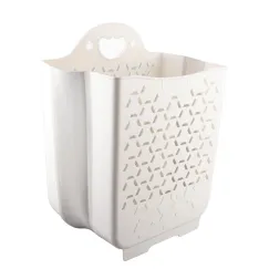 Collapsible Hanging Laundry Basket PP Wall Mounted Collapsible Laundry Hamper for Laundry Dorm Room (Large White)