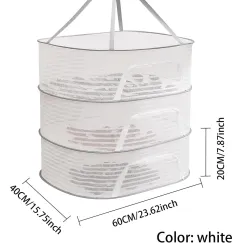 Clothes Drying Rack - Three-Tier Mesh Hanging Drying Rack - Foldable - Zippered - Suitable for drying plants, buds, fruits, flowers, vegetables, fabrics, etc.