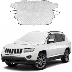 Car Windshield Snow Cover, 61.4'' × 53.1'' 4-Layer Windshield Snow Cover for Snow, Ice, Frost for Any Weather, Auto Windscreen Cover with Magnetic Edges for Winter