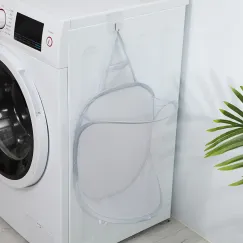 Collapsible Laundry Bag Foldable Laundry Hamper Large Laundry Basket Mesh Wall Mounted for Bathroom with Hook Grey Mesh