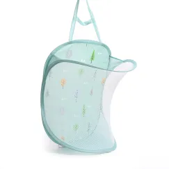 Collapsible Laundry Bag Foldable Laundry Hamper Large Laundry Basket Mesh Wall Mounted for Bathroom with Hook Green Tree