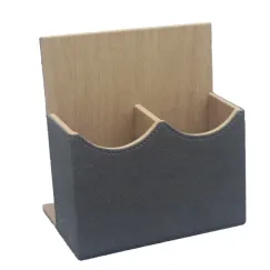 Hotel Remote Control Holder Leather Desk Organiser Caddy for TV AC Storage - Brown