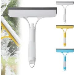 Recyclable Silicone Window Squeegee Kit, 3 in 1 Window Cleaning Scraper, Squeegee and Scrubber with Spray, Window Cleaning Scrapersqueegee, for Car, Home, Kitchen (White-1pcs)